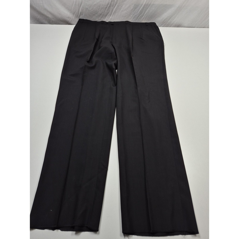 Peerless Couture Suit Pants Mens 44x36 Black 100% Wool Pleated Dress Canada NWT
